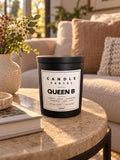 Queen B 280g soy candle by The Candle Cartel in a warm living room